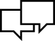 an outline-style icon of two overlapping square text boxes, indicating conversation an outline-style icon of two overlapping square text boxes, indicating conversation