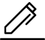 an outline-style icon of a pen hovering above a horizontal line which indicates paper