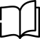 an outline-style icon of an open book with a right-side page about to turn over an outline-style icon of an open book with a right-side page about to turn over